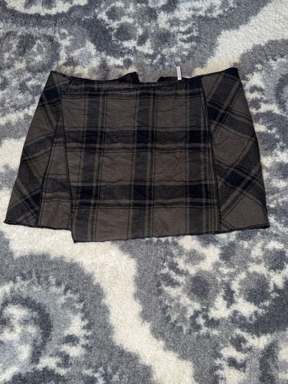 Free People Black and Gray Plaid Mini Skirt